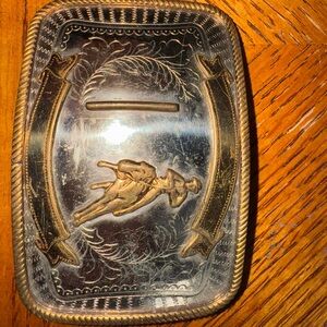Vintage Western Belt Buckle with Cowboy Design